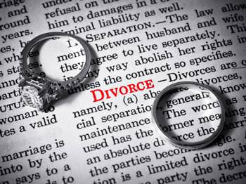 two wedding rings, symbolizing a divorce